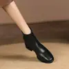 Botines Chelsea para mujer de tacón medio otoño e invierno 2023 nuevos botines Martin de tacón grueso con forro de terciopelo, botines cortos tipo cigarrillo
