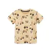 Camiseta de Manga Corta con Estampado de Coche de Dibujos Animados Estilo Europeo y Americano para Niños, Nuevo Modelo de Verano para Niños Pequeños, Camiseta de Cuello Redondo, Disponible para Venta al por Mayor