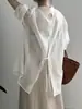 Camisa de Tencel con Espalda Abierta para Mujer Verano Gasa Protector Solar Perlado Transparente Espalda con Abertura Top Tirantes Cárdigan Exterior