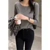 Comercio Exterior Ropa de Mujer Coreana Dongdaemun Sencilla Ajustada Manga Siete Camiseta 26 Principios de Otoño Dongdaemun Nuevo Estilo Mujer