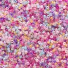 Miçangas de vidro coloridas, contas redondas, argolas abertas para DIY, pérolas naturais soltas, acessórios para chaveiro