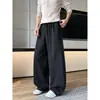 Outono 2026 Novo Estilo Estilo Americano Corte Assimétrico Faca Curva Calças Casuais Masculinas Cintura Elástica Caimento Estendido Perna Larga Calças de Moletom