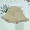 Sombrero de Pescador Tejido de Borde Irregular Estilo Japonés Simple para Mujer Otoño e Invierno Vintage Pequeño Sombrero Cubeta de Lana que Muestra la Cara Cálido Moda