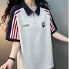 Camisa Polo Casual de Verano Versátil y de Moda para Mujer con Mangas Cortas, Nuevo Estilo Juvenil Estampado, Diseño Rayado Holgado para 2026