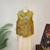 [Li] Novo colete jacquard bordado com lantejoulas estilo chinês com detalhe de amarração e gola alta, nova coleção outono 2026, colete feminino