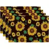 Temujit Dropshipping Manteles Individuales de Lino de Verano Manteles de Mesa Florales de Girasol Mesa de Comedor de Cocina Textiles para el Hogar Manteles para Vajilla