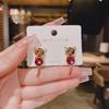 Pendientes de aguja de plata S925 año animal Tigre para mujer temperamento Alto sentido granada roja tigre de la suerte joyería de oreja zodiacal venta al por mayor