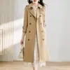 Gabardina de longitud media para mujer, nuevo estilo otoño 2026, estilo británico, elegante abrigo largo de doble botonadura