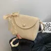 Playa Tendencia Distintivo 2024 Nuevo Verano Ins Tendencia Bufanda de Seda Paja Simple Ratán Hombro Cruzado Axila Bolso