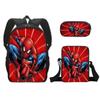 Mochila escolar de tres piezas de Spider-Man transfronteriza, caricatura, estuche de lápices de una sola capa, bolso de hombro pequeño, mochila de poliéster