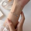 S925 prata galvanizada prata Moonstone pulseira feminina artesanal DIY cadeia de extensão pulseira de cristal ajustável C0757