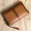 Bolso de Mano para Hombre de Cuero Genuino Bolso de Mano Casual para Hombre Bolso para Hombre de Piel de Vaca de Primera Capa Bolso para Teléfono Móvil Cartera de Gran Capacidad Venta al por Mayor