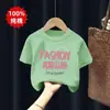 Nueva Ropa Infantil Camiseta de Manga Corta Verano 2026 Estilo Delgado Algodón Puro para Niñas Manga Media Moda Cuello Redondo Top Camiseta de Moda