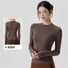 Top de yoga de manga larga para mujer, ajustado, control de abdomen, versátil para Pilates, top de fitness adelgazante y que realza la figura