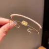 Pulseira Aberta de Zircônia Quadrada Dupla Camada Estilo Retrô Pulseira de Luxo Leve de Alta Qualidade Fashion Exquisita Versátil Joia de Mão Atacado para Mulheres