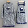 Delantal de cocina estilo coreano ropa de trabajo para mujer lona para el hogar transpirable resistente al desgaste moderno celebridad de internet manga larga