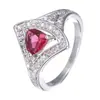 Anillos de Piedras Preciosas Coloridas Estilo Europeo y Americano, Nuevos y Modernos Anillos Triangulares con Forma de Diamante Chapados en Oro para Mujer, Venta al por Mayor de Joyería