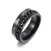Transportador de Personalidad Simple Joyería para Hombres Joyería de Acero de Titanio Cadena Giratoria con Números Romanos Anillo de Pareja que No Se Cae