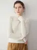 Suéter Casual de Cachemira para Bebé con Cuello Medio para Mujer 2025 Otoño e Invierno Nuevo Estilo Raya Vertical Aspecto Adelgazante Camiseta para Capas Interiores