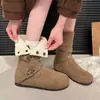 Botas Martin de Camurça com Fivela Retro e Bico Redondo para Mulheres, Estilo Versátil Novo de Inverno 2026, Botas Curtas Birkenstock com Forro de Lã Quente