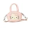 Bolso con temática de gato para mujer, Bolso tipo bowling bordado de alta gama para uso diario, Bolso cruzado infantil lindo de dibujos animados estilo coreano, Moderno