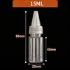 En stock al por mayor 30 60 100 ml botella de punta fina botella transparente de apretar botella para pigmentos y tonificadores botella con gotero de plástico PET
