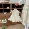 Roupas de Verão para Bebê, Macacão Vestido de Renda, Vestido Princesa Floral Estiloso, Roupa de Peça Única para Banquete de 100 Dias de Bebê Menina