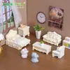 Micro Paisagem Móveis Barrocos Sofá-Cama Modelo Miniatura Casa de Bonecas Decorações DIY Acessórios Mini Enfeites