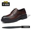 Zapatos de cuero para hombre, de 10 cm de altura interior, con diseño de rayado a mano, de vestir, de negocios, de 8 cm, de caña baja, con cordones, suela gruesa, estilo británico, transpirables, de una pieza.