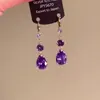 Ganchos de Orelha Roxo Zircônia Estilo Palácio Francês, Nicho de Luxo, Exquisitos, Elegantes, Simples, Versáteis, Brincos Únicos e Personalizados