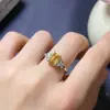 Anillo de citrina explosiones naturales plata S925 para mujer piedra principal 5x7 incrustación fina cruz caliente transfronterizo una generación de cabello