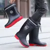 Botas de lluvia impermeables de forro polar fijo, tallas 39-48, tallas extragrandes, unisex, cálidas, impermeables, con forro de forro polar extraíble y suelas antideslizantes