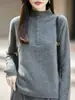 Elegante suéter de cuello medio alto 100% lana pura 2026 otoño/invierno nuevo para mujer, adelgazante, elegante, suave