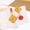 Pendientes Asimétricos Estilo Palacio Flor Escarlata para Mujer, Pendientes Versátiles Retro Estilo Chino de Alta Gama, Accesorios Únicos para Orejas