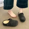 Pantuflas de algodón Birkenstock con suela gruesa, forro de felpa, para aumentar la altura, para mujer, se pueden usar en exteriores, Novedad Otoño/Invierno 2026, Sin cordones, Puntera cerrada, Media zapatilla