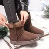 Botas de Nieve de Suela Gruesa con un Elegante Diseño Integrado, Botas de Media Caña, Botines Cortos Forrados de Borrego Invierno 2025, Slip-On, Antideslizantes, Zapatos de Algodón Calientes