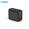 PD30W con cabezal de carga rápida para teléfono móvil, estándar americano, personalizado, tipo C + puerto USB, cabezal de carga de nitruro de galio.