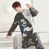 Pijama para adolescentes, conjunto casual de manga larga con dibujos animados para hombre, primavera y otoño, ropa para dormitorio de estudiante de secundaria, ropa de estar para otoño e invierno, conjunto de dos piezas