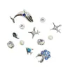 Zapatos de Verano de Moda con Elementos Marinos y Agujeros Zapatos DIY Extraíbles Diamante Azul Delfín Concha Medusa Accesorios Extraíbles para Zapatos
