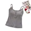 Chal de Tirantes con Diseño de Botones para Mujer Versátil con Almohadillas de Sujetador Incorporadas Adelgazante Favorecedor Se Puede Usar por Fuera Hermosa Espalda Capa Interior Top Cómodo