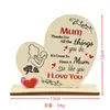 Novo Presente Quente para o Dia das Mães Criativo Amor Madeira Decorativo Ornamento de Mesa Artesanato Quente para Casa Ornamento