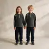 Moletom Acolchoado de Lã Quente com Meio Zíper Infantil Outono/Inverno Novo Estilo Cor Sólida Costurado Gola Redonda Top para Meninos e Meninas