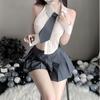 Lencería Sexy Talla Grande Qqny Pecho Pequeño Pijama Uniforme Jk Tentación Burlas en la Cama Hombres Pura Deseo Bata