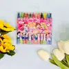 Fábrica de produtos de papelaria Youzhi novos produtos em estoque bolsa de 12 cores curta infantil desenho animado 12 cores giz de cera rotativo embalagem