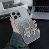 Urso de areia movediça tridimensional para capa de celular vermelha 13C gradiente glitter milheto 15pro simples nova marca de moda de celebridades da Internet