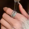 Anillo de apertura geométrica multicapa de circón nicho ins de alta gama anillo de dedo Joker nuevo para el trabajo anillos de dedo al por mayor