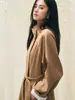 Shengdu26 Otoño Temprano Nuevo Estilo Coreano Perezoso Retro Casual Holgado Cuello Alto Patchwork Gabardina Larga
