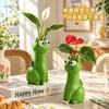 Jarrón de Gato Lindo de Ojos Grandes Plantas Verdes Hidropónicas Jarrón para Arreglos Florales Adorno Decoración de Sala de Estar Hogar Balcón Escritorio
