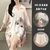 Popular de alta qualidade luxo leve estiloso seda gelada vestido camisa pijama feminino verão novo luxuoso roupão de dormir roupa de casa conjunto fino