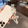 Llavero de arco de arcilla con diamantes completos, colgante de cadena de cuentas de cristal de moda, accesorio de bolso para chica dulce y genial, cadena para colgar el teléfono